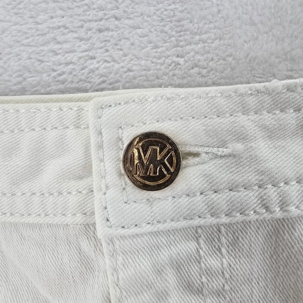Michael Kors Denim Pants Womens 12P Jeans White Stretch Gold Hardware